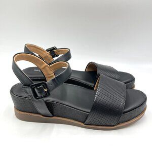 Rockport Womens 10M Delanie Black Leather Comfort Sandals Shoes CI7497‎